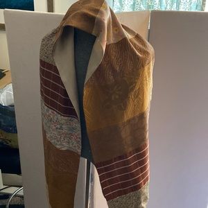 T Carney vintage kimono silk scarf. Beautiful tan and brown.